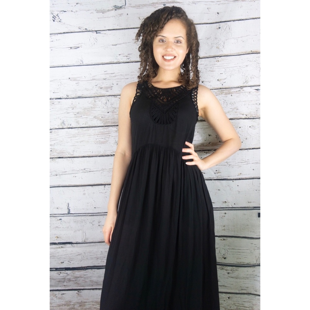 Anthropologie Mermaid Black Crotchet Day Dress
